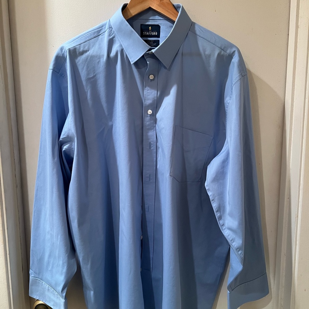 Stafford Men's Light Blue Dress Shirt 18/18-1/2 34-35 Regular Fit